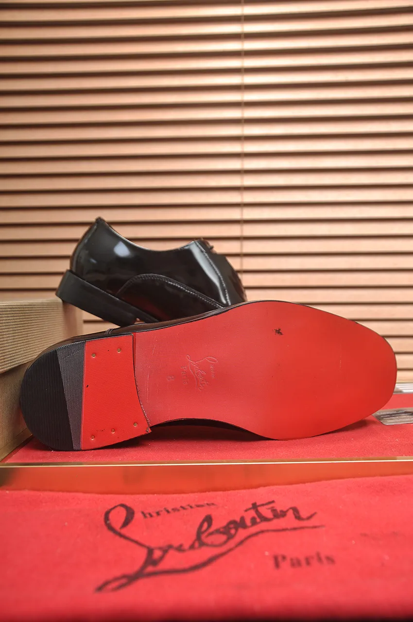 Men's shoes 💰620💶 [Chrstian Loubotin] Red-soled shoes 💋Original mold opening, the highest version on the market, purely handmade ➕Imported cowhide uppers, first-layer water-dyed cowhide lining! Original EU high-gloss outsole. 38 to 45 (45 customized)